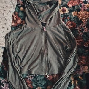 sage green cropped hoodie